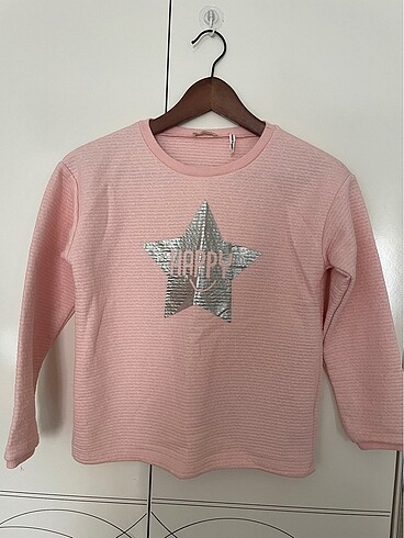 11-12 Yaş Beden pembe Renk Koton yumuşacık hiç giyilmemiş sweatshirt