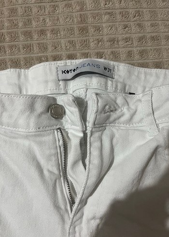 Koton Kadın Beyaz Keten Mini Şort