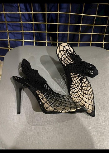 Siyah file detaylı topuklu - Görsel 5