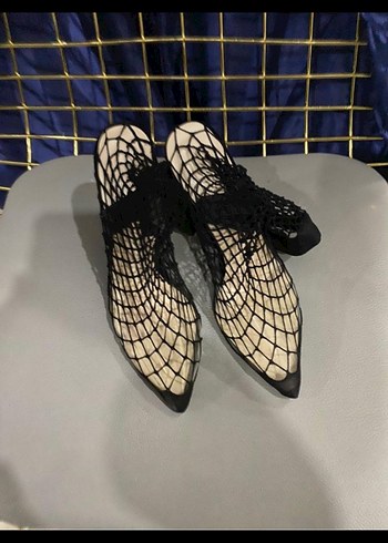 Siyah file detaylı topuklu - Görsel 3