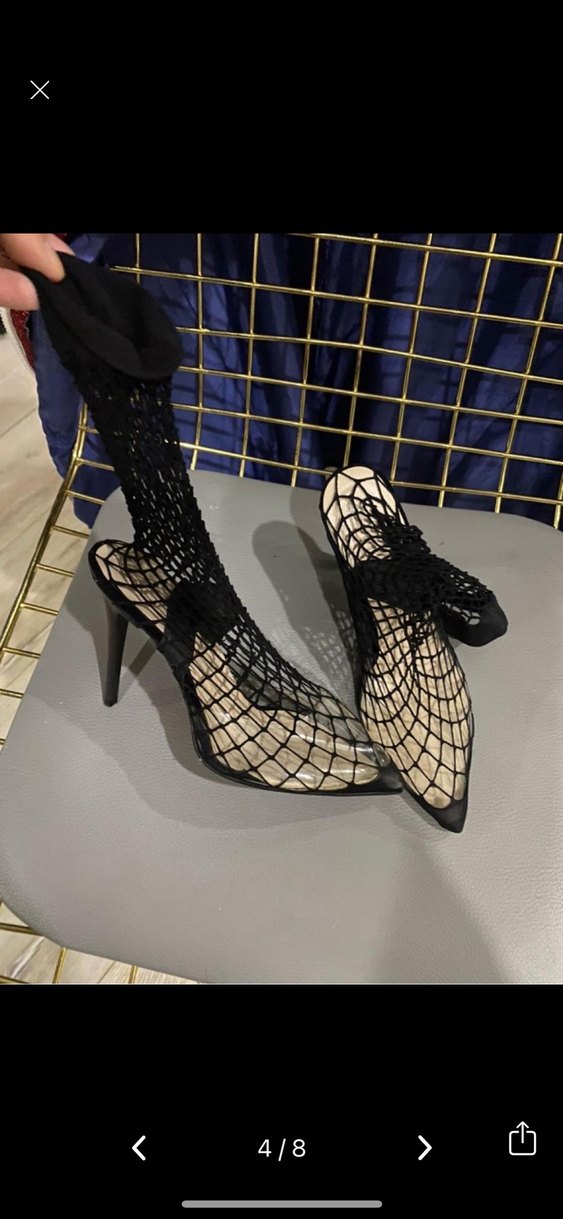 Siyah file detaylı topuklu - Görsel 4