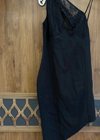 Siyah Dantel detay Elbise - Görsel 3