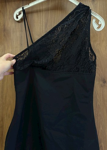 Siyah Dantel detay Elbise - Görsel 5