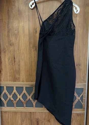 Siyah Dantel detay Elbise - Görsel 4