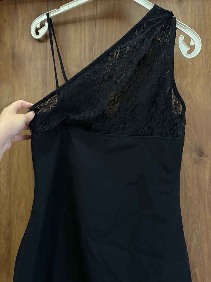 Siyah Dantel detay Elbise - Görsel 5