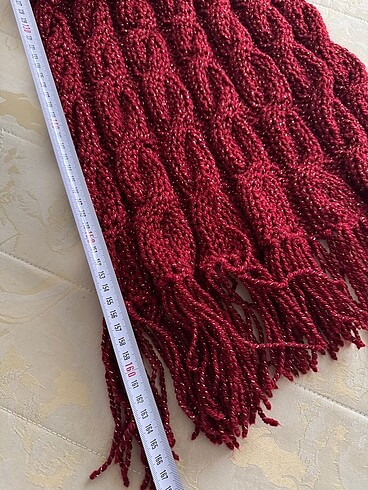 Beden bordo Renk El örgüsü atkı simli
