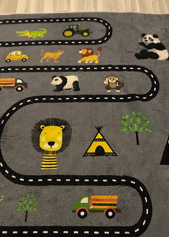 Gri Çocuk Halısı, Oyun Yolu Desenli - Görsel 7