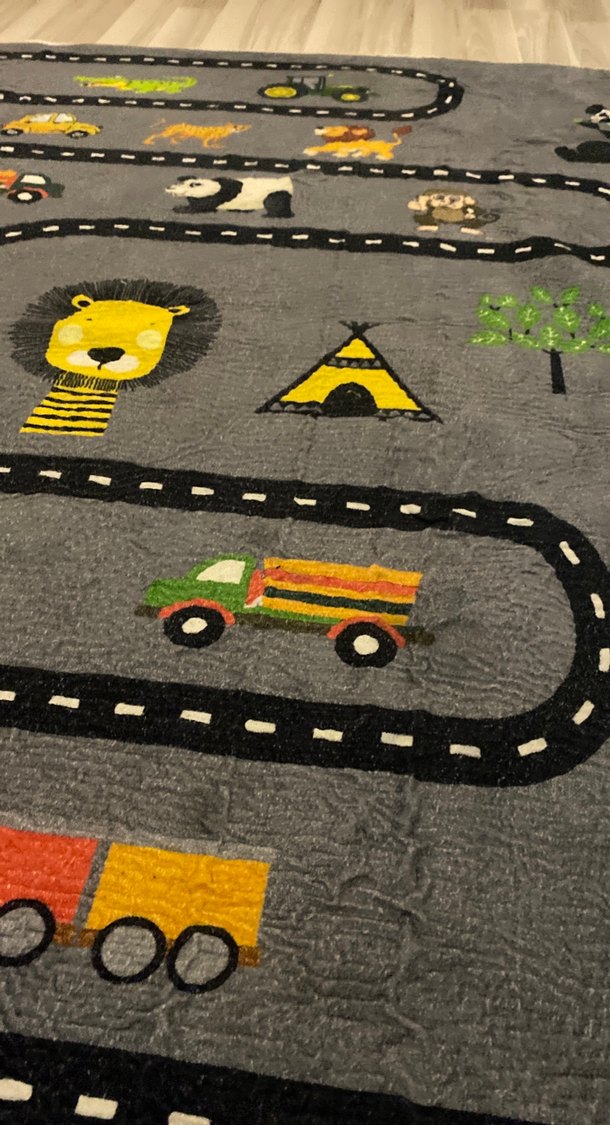 Gri Çocuk Halısı, Oyun Yolu Desenli - Görsel 5