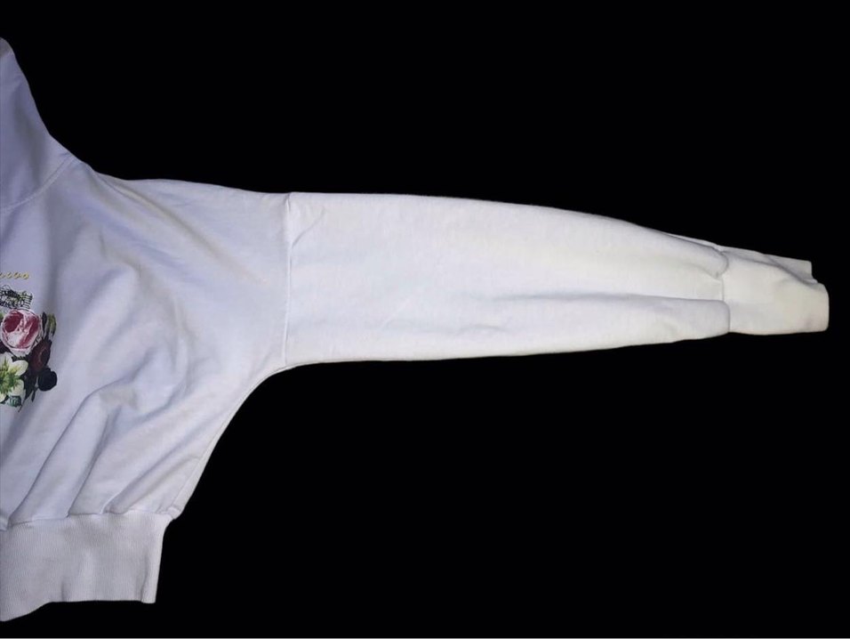 Kadın Beyaz Kapüşonlu Kısa Sweatshirt - Görsel 2