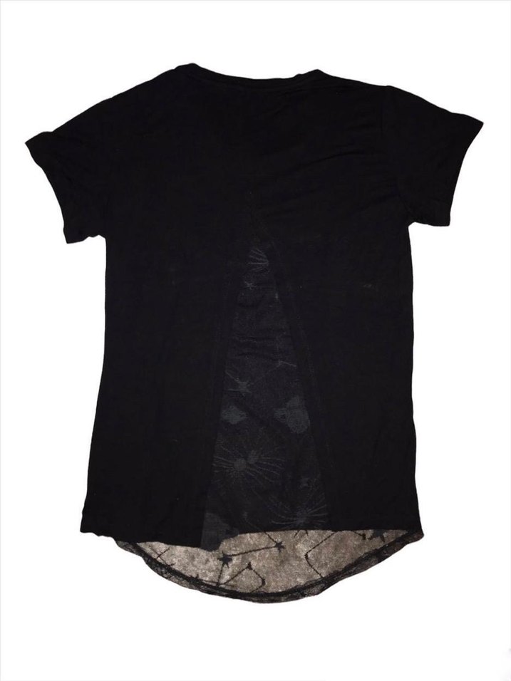 Siyah Kısa Kollu Kadın Tişört - Görsel 2