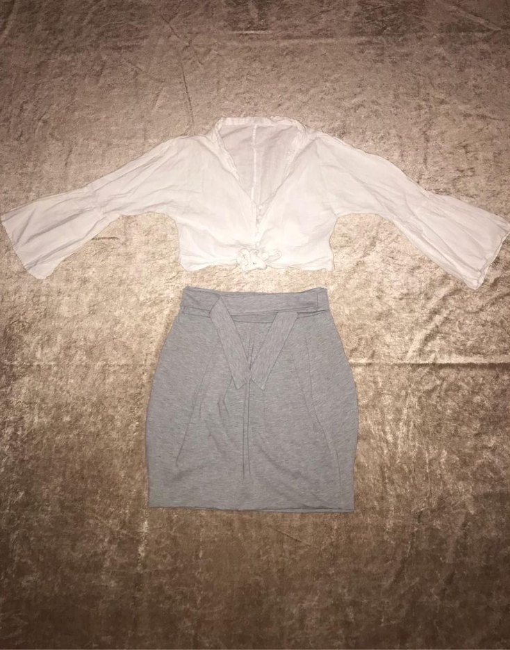 Gri Kemerli Midi Mini Etek - Görsel 2