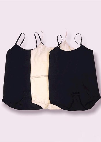 Siyah ve Ten Rengi İnce Askılı Bodysuit - Görsel 2