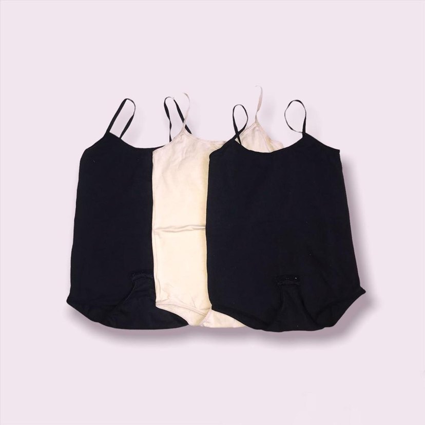 Siyah ve Ten Rengi İnce Askılı Bodysuit - Görsel 2