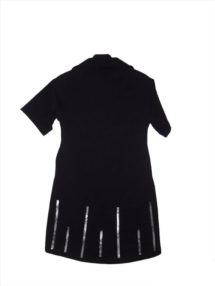 Kısa Kollu Siyah mini elbise - Görsel 2