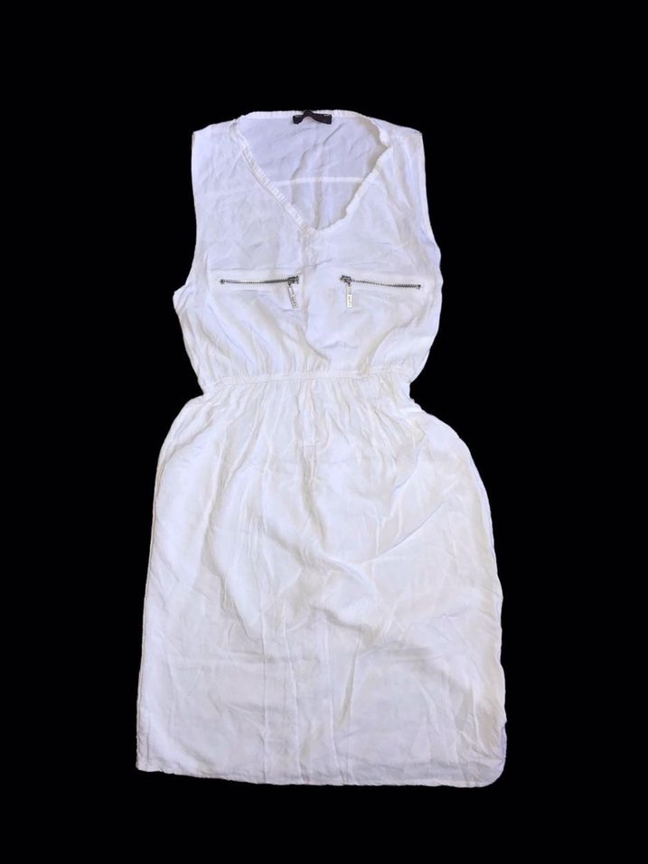 Kadın Beyaz Kemerli Kolsuz Midi Elbise - Görsel 2