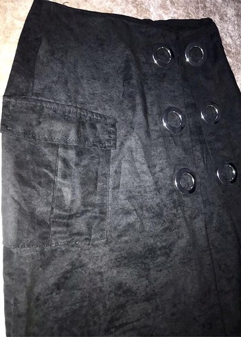 Düğmeli Siyah Uzun Gotik Etek - Görsel 3