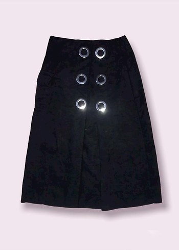 Düğmeli Siyah Uzun Gotik Etek - Görsel 2