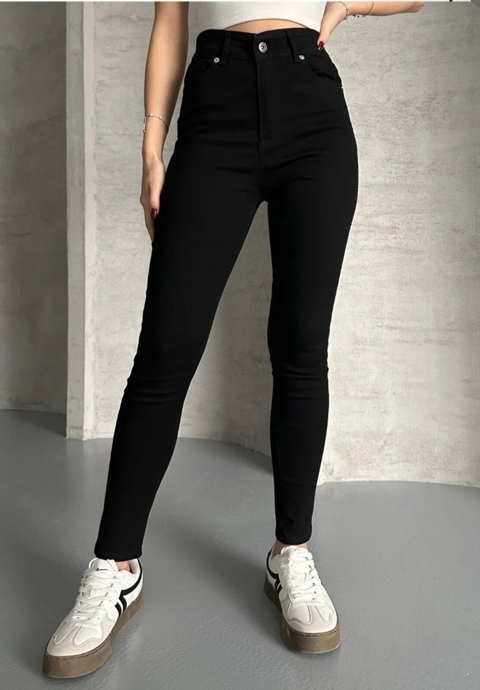 Siyah Midi Kadın Jean - Günlük Rahat - Görsel 2