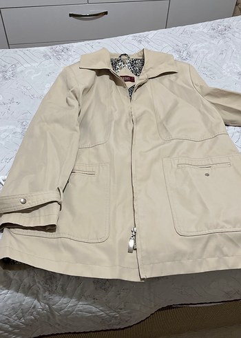 Bej Kadın Fermuarlı Midi Ceket - Görsel 2