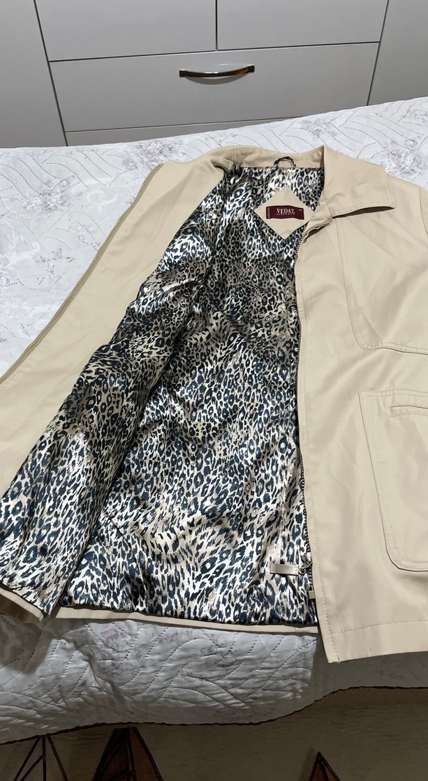 Bej Kadın Fermuarlı Midi Ceket - Görsel 3