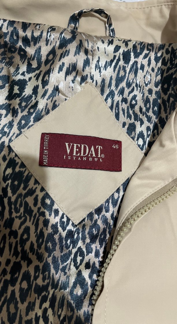 Bej Kadın Fermuarlı Midi Ceket - Görsel 4