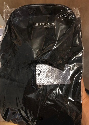 l Beden Siyah desenli Erkek Gömlek,Fit, Düğmeli