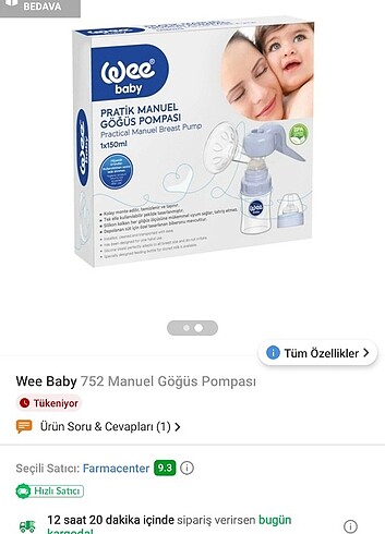 Weebaby manuel süt göğüs pompası