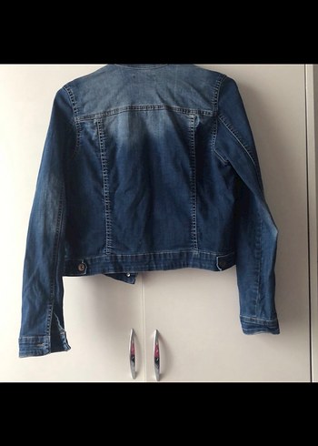 Düğmeli Mavi Kadın Denim Ceket - Görsel 4