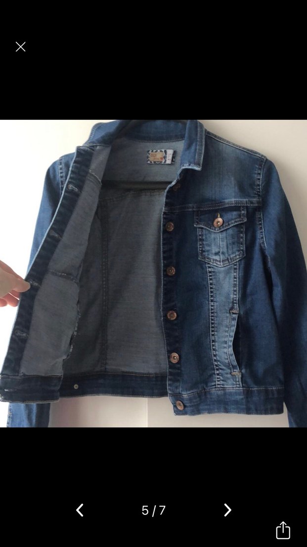 Düğmeli Mavi Kadın Denim Ceket - Görsel 3