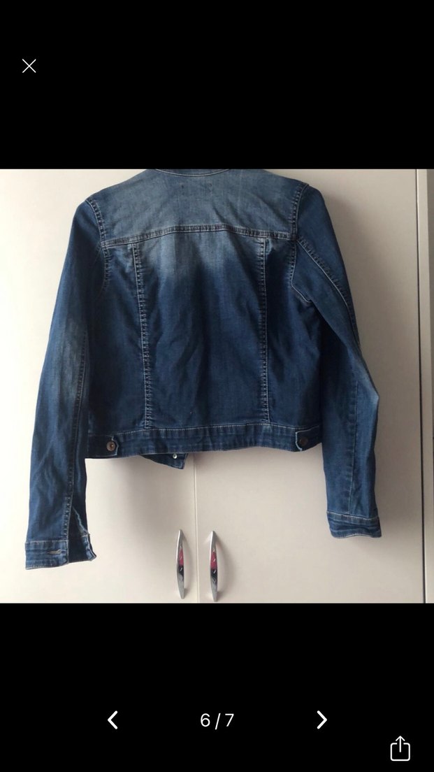 Düğmeli Mavi Kadın Denim Ceket - Görsel 4