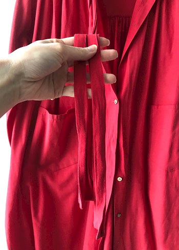Kırmızı Uzun gömlek - Görsel 4