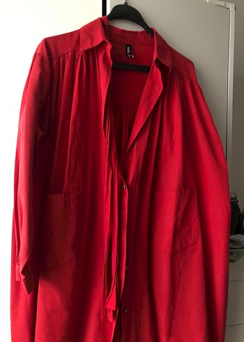 Kırmızı Uzun gömlek - Görsel 2