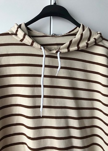 Bej Çizgili sweatshirt - Görsel 2