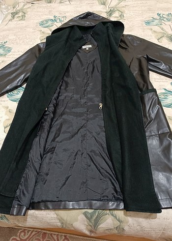 Siyah Deri Uzun Kadın Ceket - Görsel 3