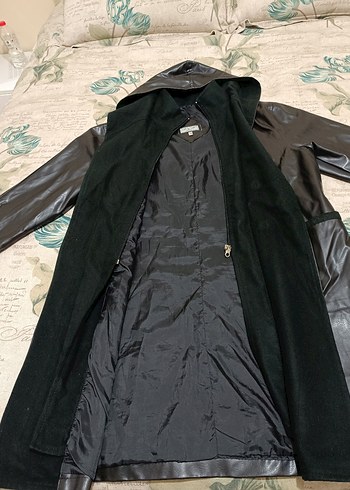 Siyah Deri Uzun Kadın Ceket - Görsel 4