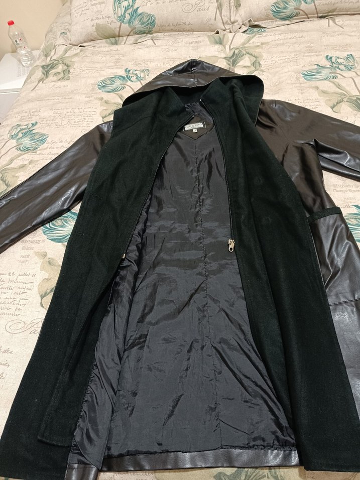 Siyah Deri Uzun Kadın Ceket - Görsel 4