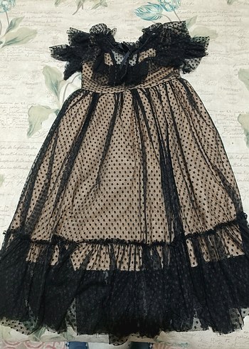 Kız Çocuk Siyah Puantiyeli Fırfırlı Elbise - Görsel 4