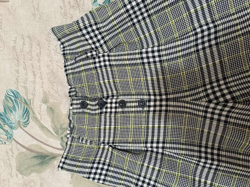 Düğmeli Ekose Desenli Kadın Pantolon - Görsel 5