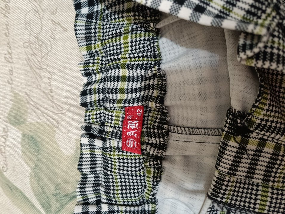 Düğmeli Ekose Desenli Kadın Pantolon - Görsel 4