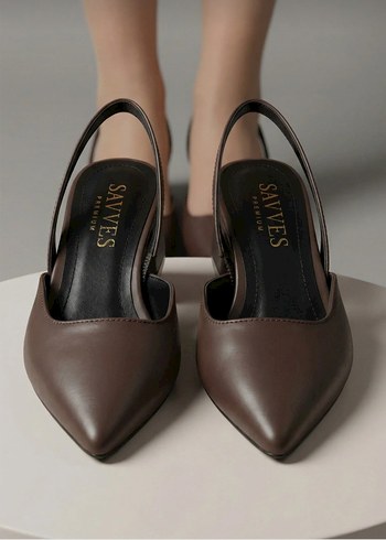 Kahverengi Kadın Topuklu Deri Ayakkabı - Görsel 4