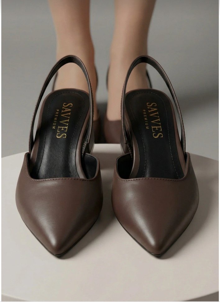 Kahverengi Kadın Topuklu Deri Ayakkabı - Görsel 4