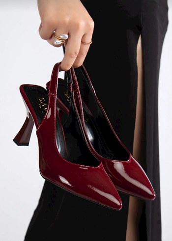 Parlak Siyah Topuklu Kadın Ofis Ayakkabısı - Görsel 4