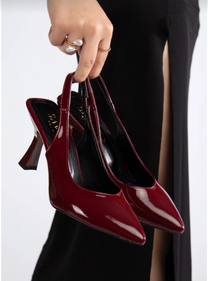 Parlak Siyah Topuklu Kadın Ofis Ayakkabısı - Görsel 4