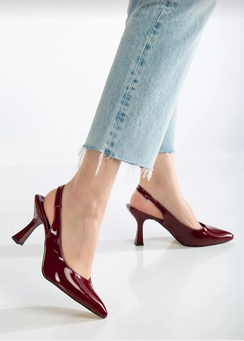 bordo topuklu kadın ayakkabı - Görsel 4