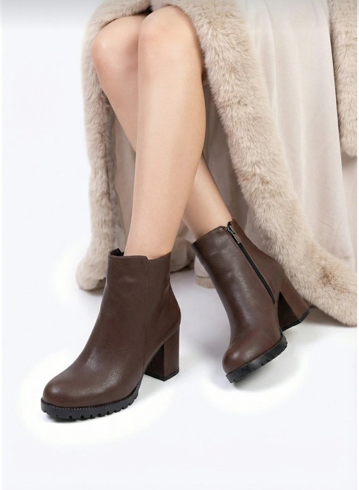 Kahverengi Kadın Topuklu Bot - Görsel 2