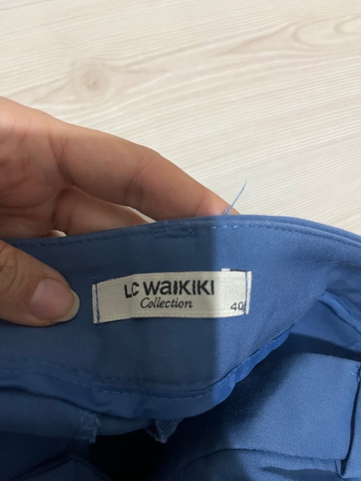 Mavi Kemerli Kadın Kumaş Pantolon - Görsel 2