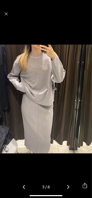 Zara Zara Gri Etekli İkili Takım
