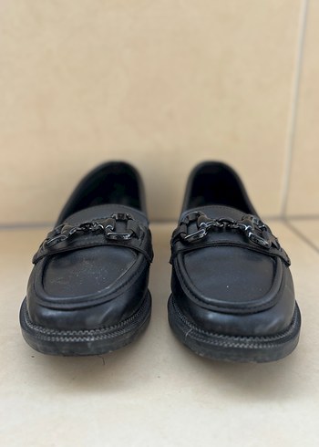 Siyah Deri Tokalı Kadın Loafer - Görsel 6