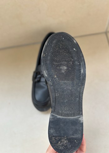 Siyah Deri Tokalı Kadın Loafer - Görsel 8