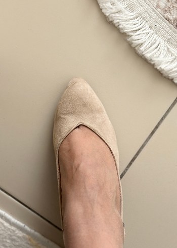 Bej Süet Stiletto Kadın Topuklu Ayakkabı - Görsel 3